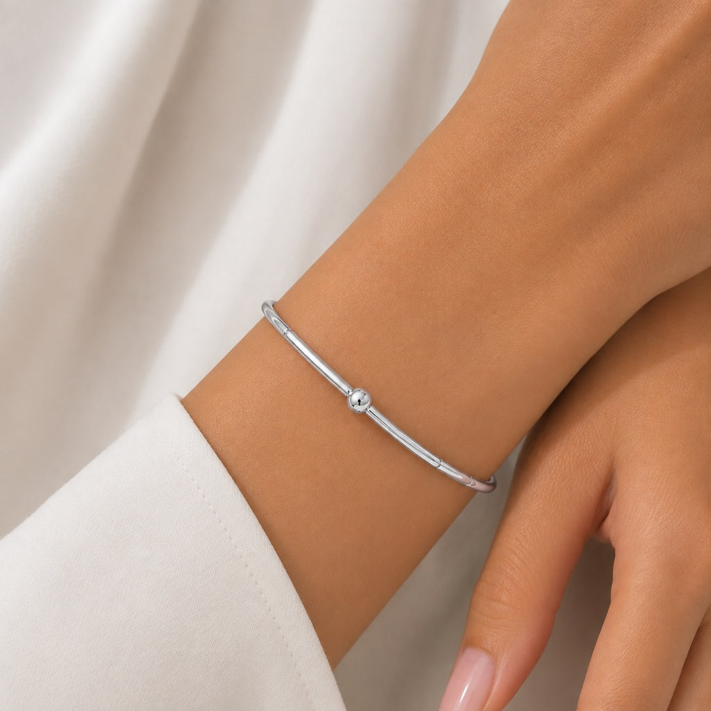 Pulseira Canutilho Orgânico Nylon Ródio Branco
