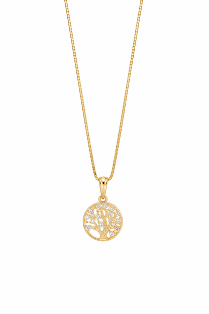 Colar Árvore da Vida Delicado com Zircônia Ouro 18k