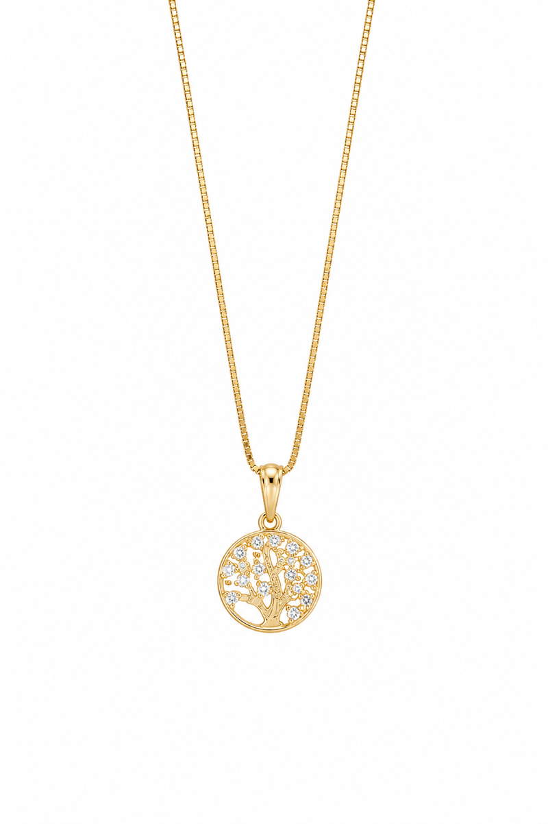 Colar Árvore da Vida Delicado com Zircônia Ouro 18k