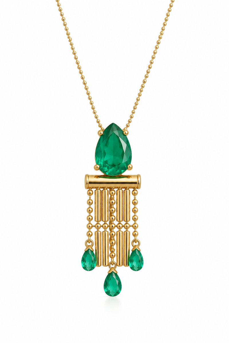 Colar Bolinhas com Gota em Zircônia Ouro 18k