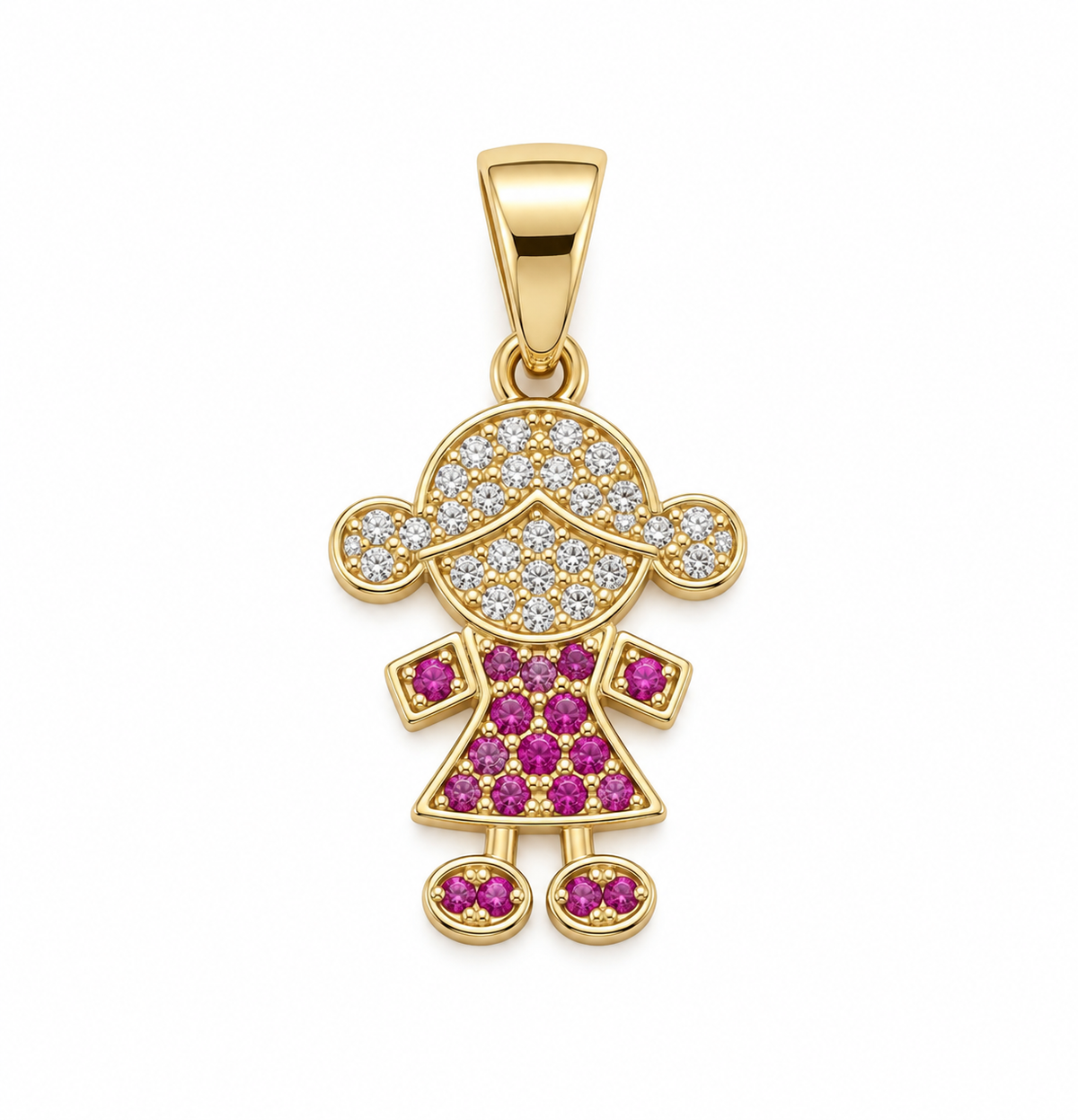 Pingente Menina Rosa Ouro 18k