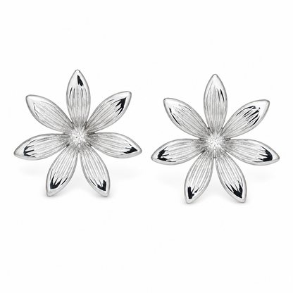 Brinco Flor Alta Fusão Ródio Branco