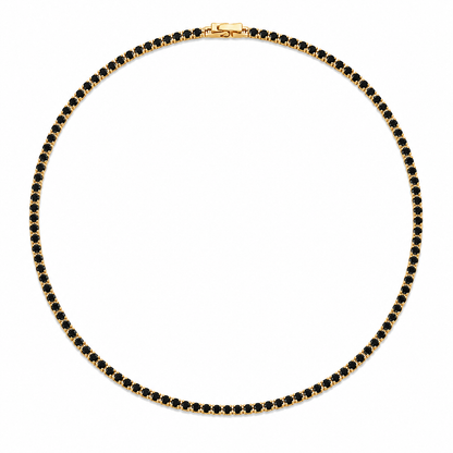 Colar Riviera Quatzo Preto 2mm Ouro 18k