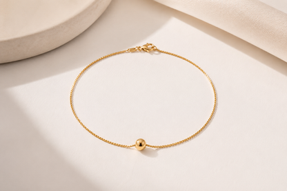 Tornozeleira Veneziana com Esfera Ouro 18k