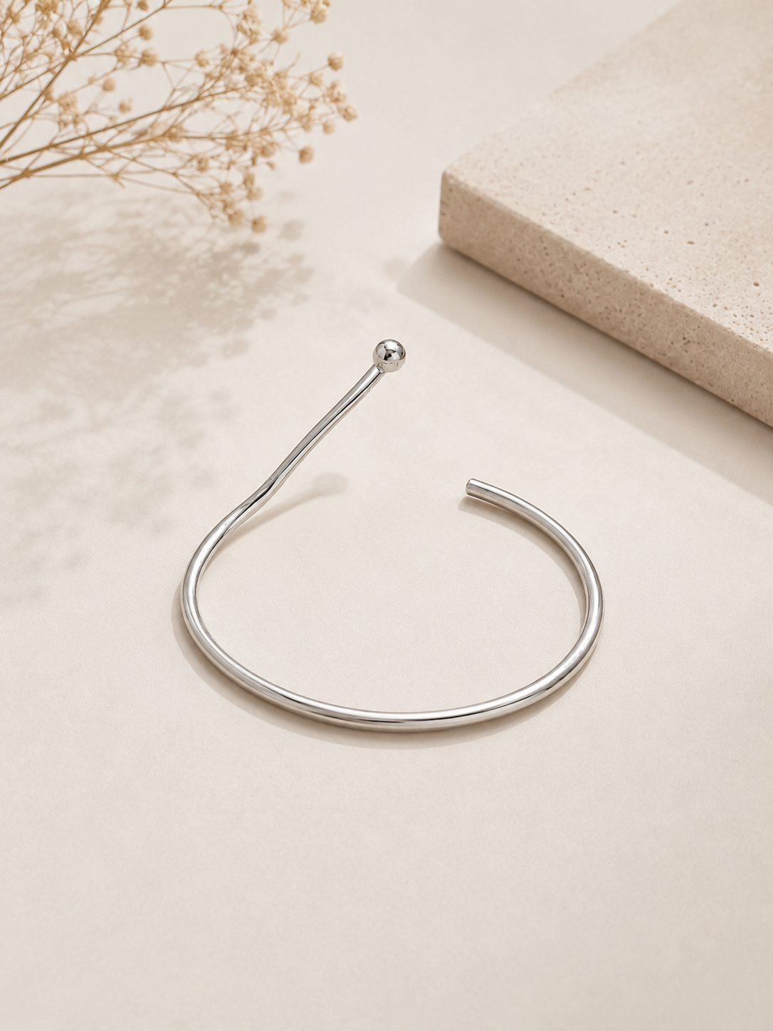 Bracelete Slim Esfera Ródio Branco