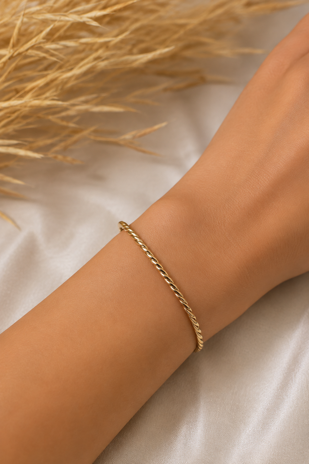 Bracelete Trabalhado Torcido Ouro 18k