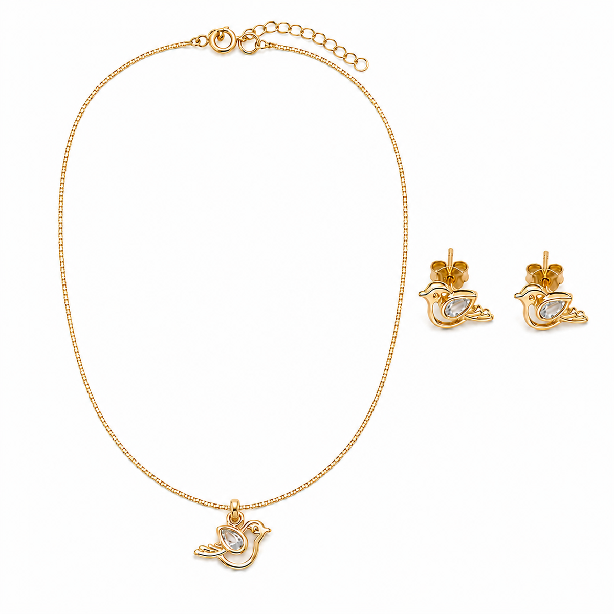 Conjunto Espírito Santo com Zircônia Ouro 18k
