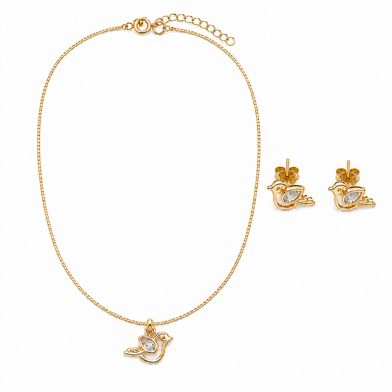 Conjunto Espírito Santo com Zircônia Ouro 18k