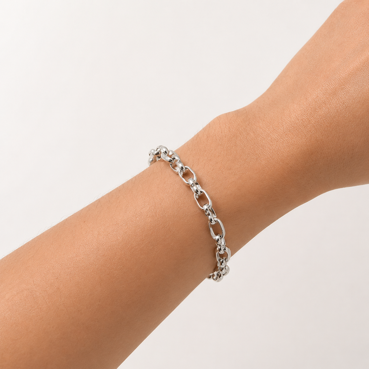 Pulseira Elo M Ródio Branco