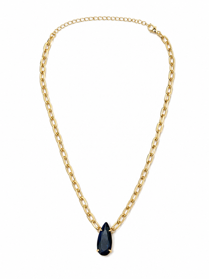 Colar Elo Cartier Gota Ônix Ouro 18k