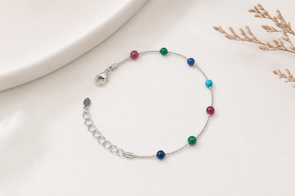 Pulseira Pedra Natural Collor Ródio Branco