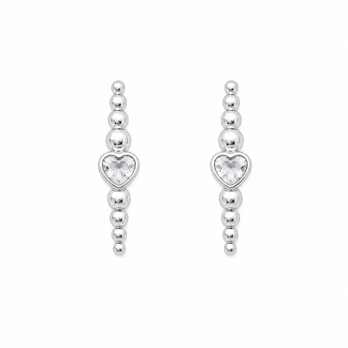 Brinco Ear Hook Coração Prata 925