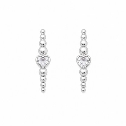 Brinco Ear Hook Coração Prata 925