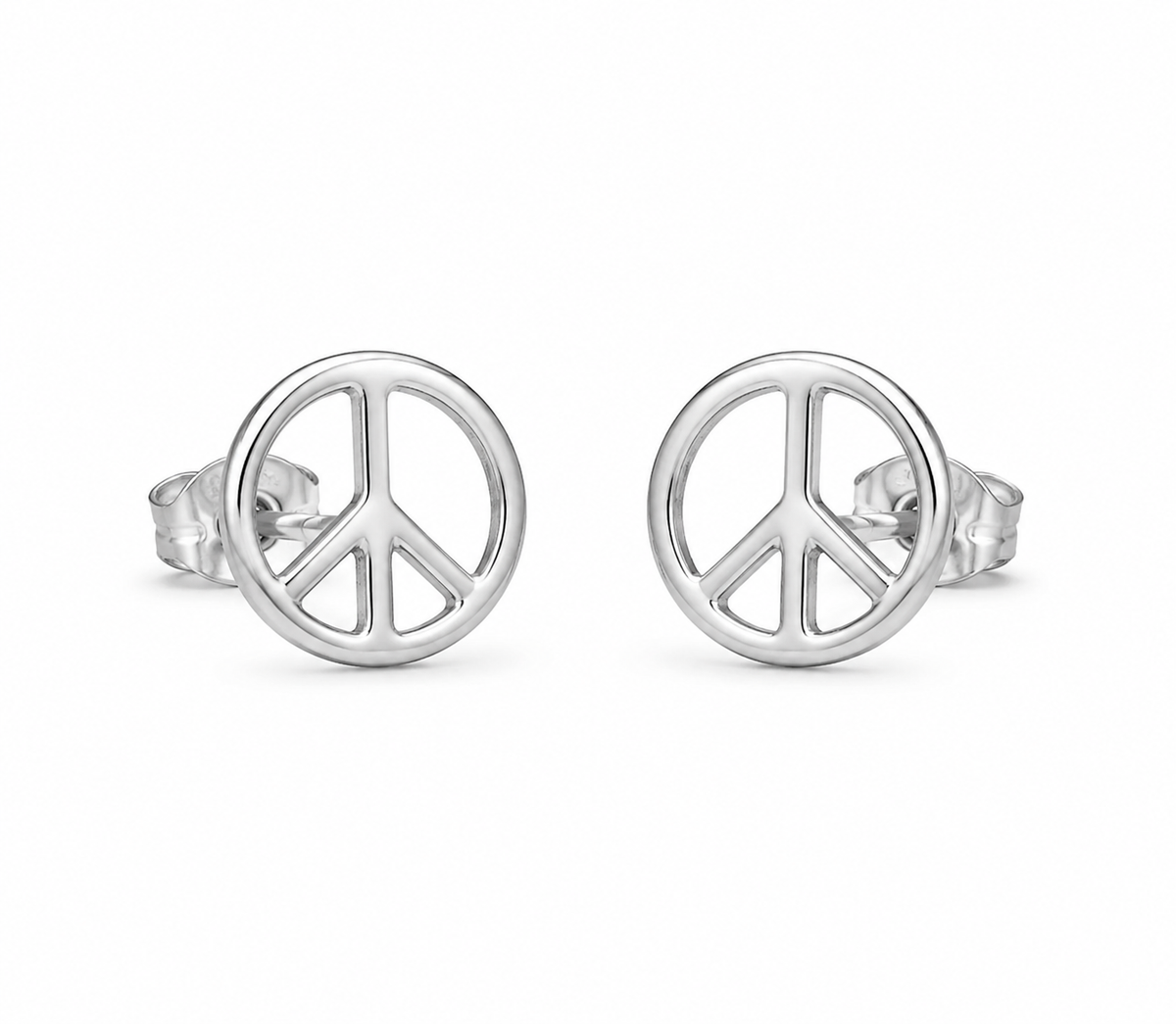 Brinco Símbolo Paz Liso Prata 925