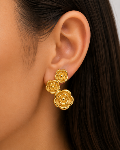 Brinco Nuance Flores Ouro 18k