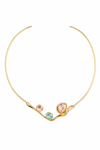 Aro com Pedras Naturais Ouro 18k