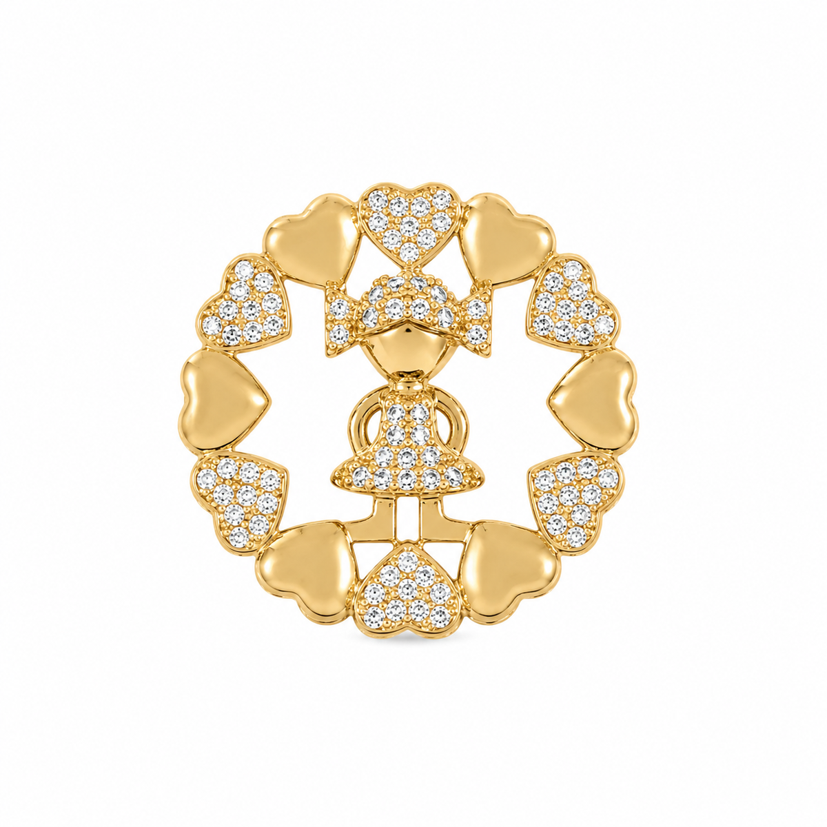Pingente Mandala Cravejada Menina Ouro 18k