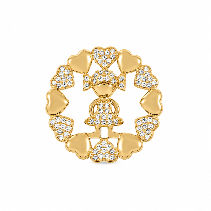 Pingente Mandala Cravejada Menina Ouro 18k