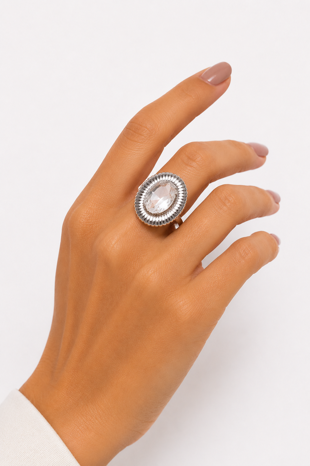 Anel Aura Imperial Cristal Ródio Branco