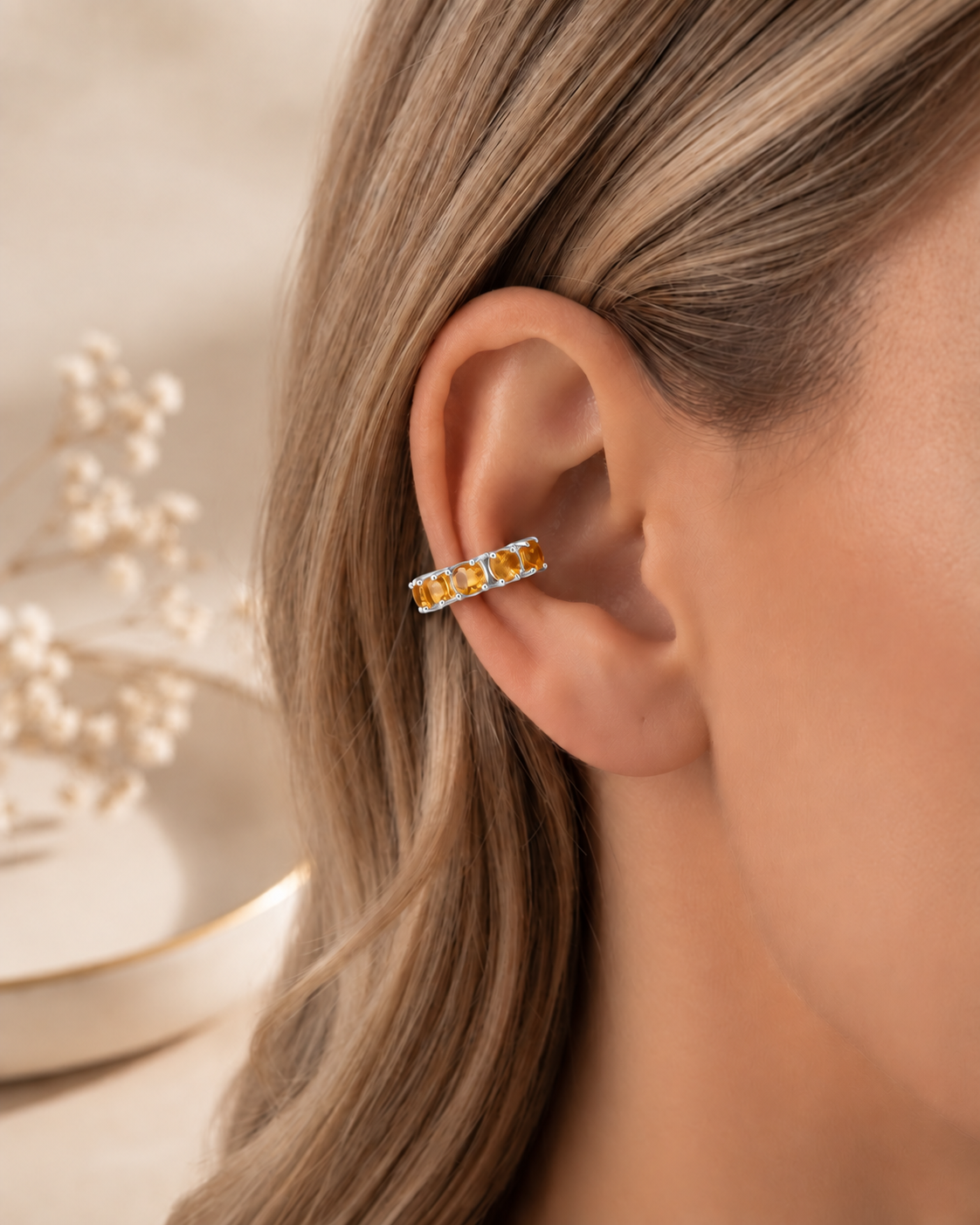 Piercing Fake em Zircônia Aperol Ródio Branco