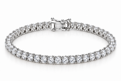 Pulseira Riviera Três Pontas Cristal Ouro Ródio Branco