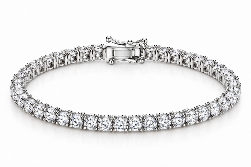 Pulseira Riviera Três Pontas Cristal Ouro Ródio Branco