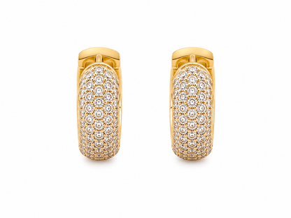 Brinco Argola Cravejada Fancy 5 Fileiras Zircônia M Ouro 18k