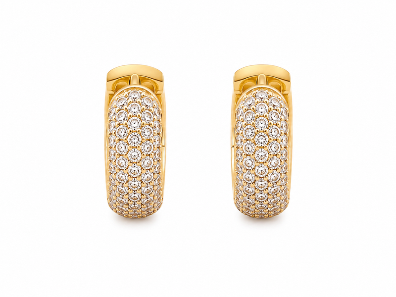 Brinco Argola Cravejada Fancy 5 Fileiras Zircônia M Ouro 18k
