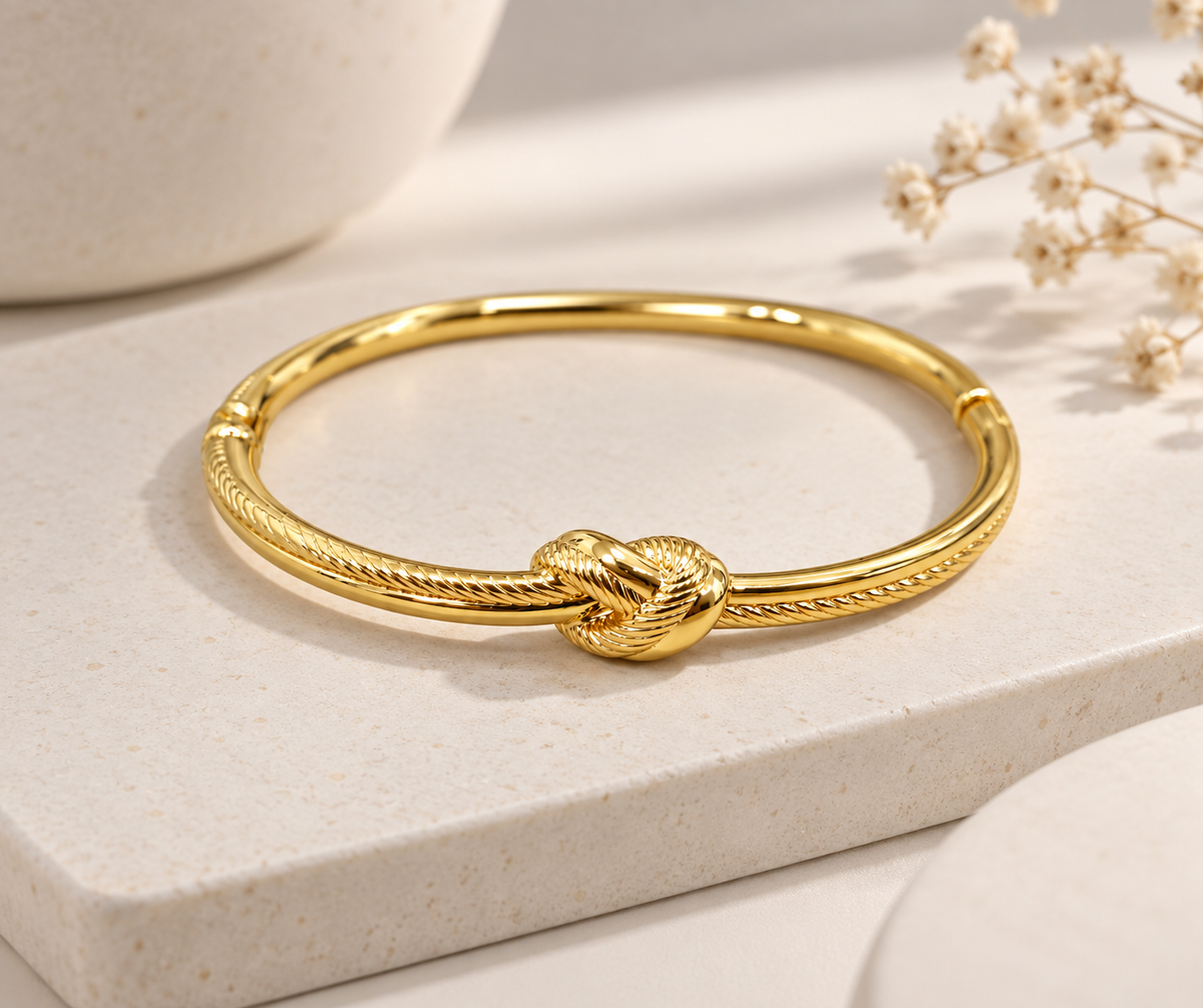 Bracelete Nó Trabalhado Click Ouro 18k