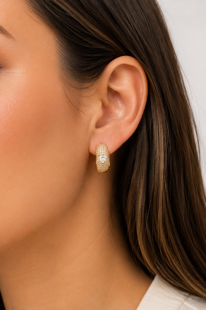 Brinco Argola Majesté Cravejada M Cristal Ouro 18k