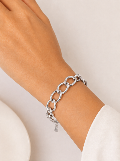 Pulseira Elo Groumet 1x1 Maxi Ródio Branco