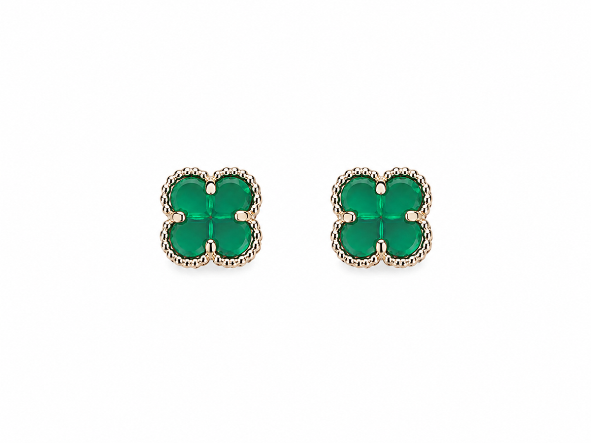 Brinco Inspiração Trevo Verde Ouro 18k