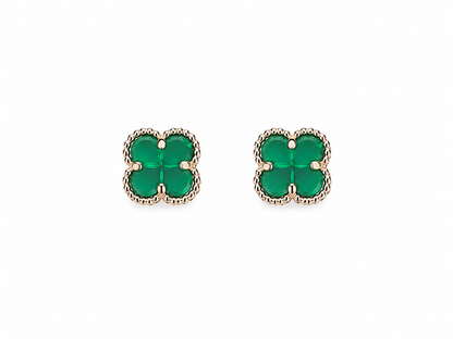 Brinco Inspiração Trevo Verde Ouro 18k