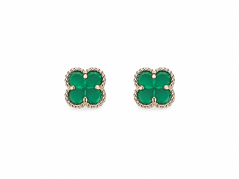 Brinco Inspiração Trevo Verde Ouro 18k