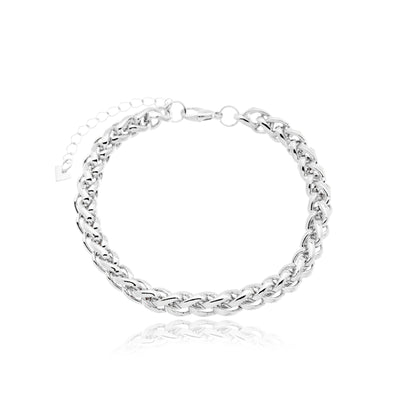 Pulseira Trançada Bold Folheada em Ródio Branco