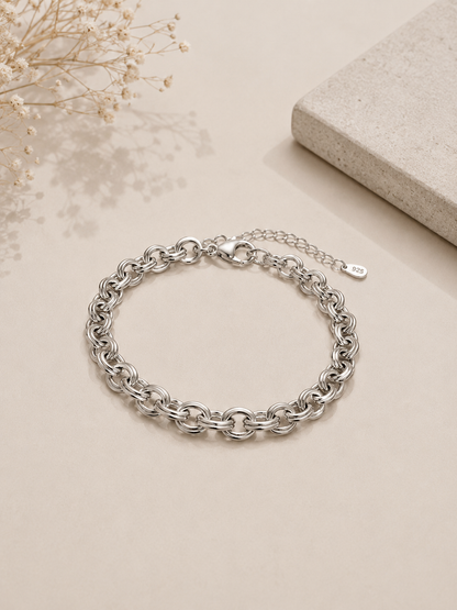 Pulseira Elo Duplo Ródio Branco