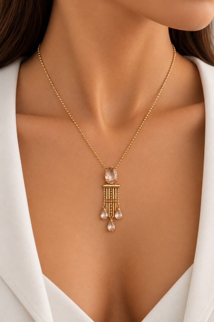 Scarlat SKU 15266 foto 3 | Colar Bolinhas com Gota em Zircônia Ouro 18k