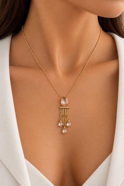 Scarlat SKU 15266 foto 3 | Colar Bolinhas com Gota em Zircônia Ouro 18k