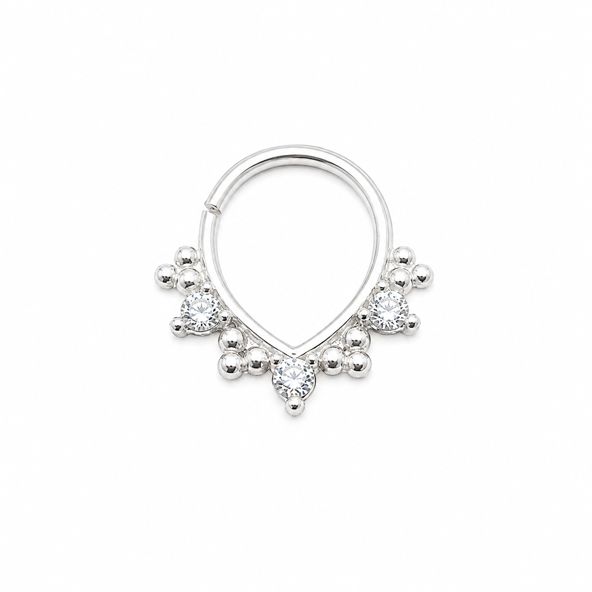 Piercing Argola Mandallah Oval Micro Zircônia Prata 925