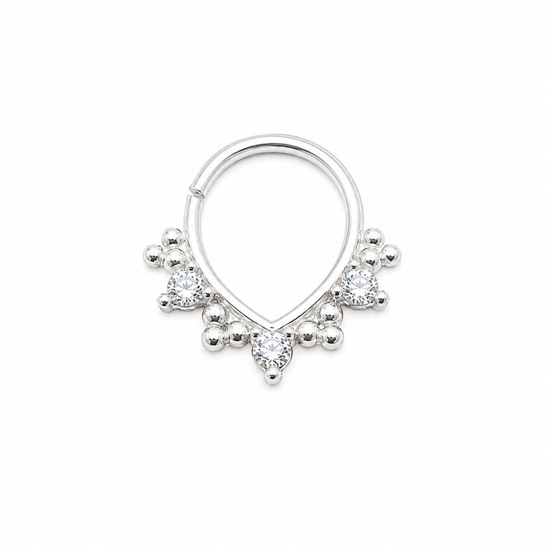 Piercing Argola Mandallah Oval Micro Zircônia Prata 925