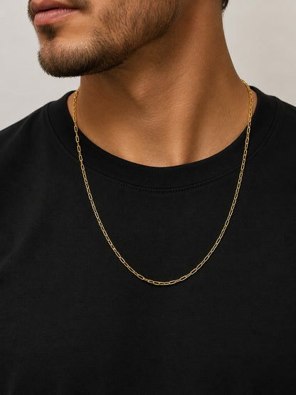 Corrente Masculina Elo Cartier Alongado Mini Ouro 18k