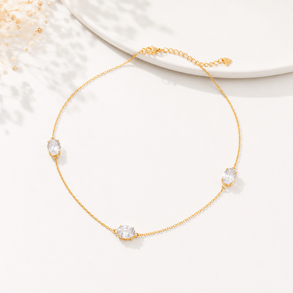 Choker Cartier com Pedra Oval Cristal Ouro 18k