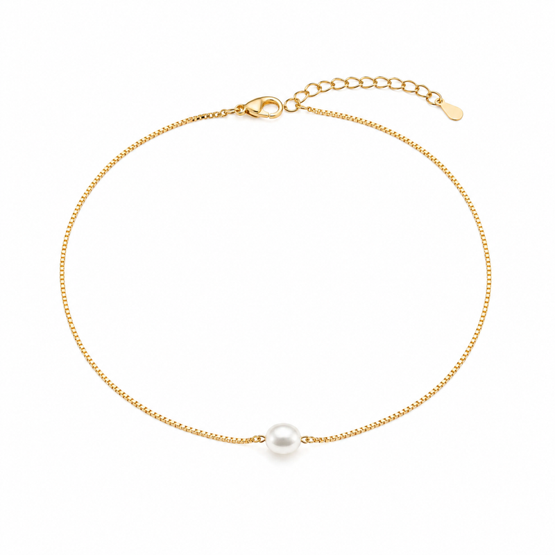 Tornozeleira Veneziana com Pérola Ouro 18k