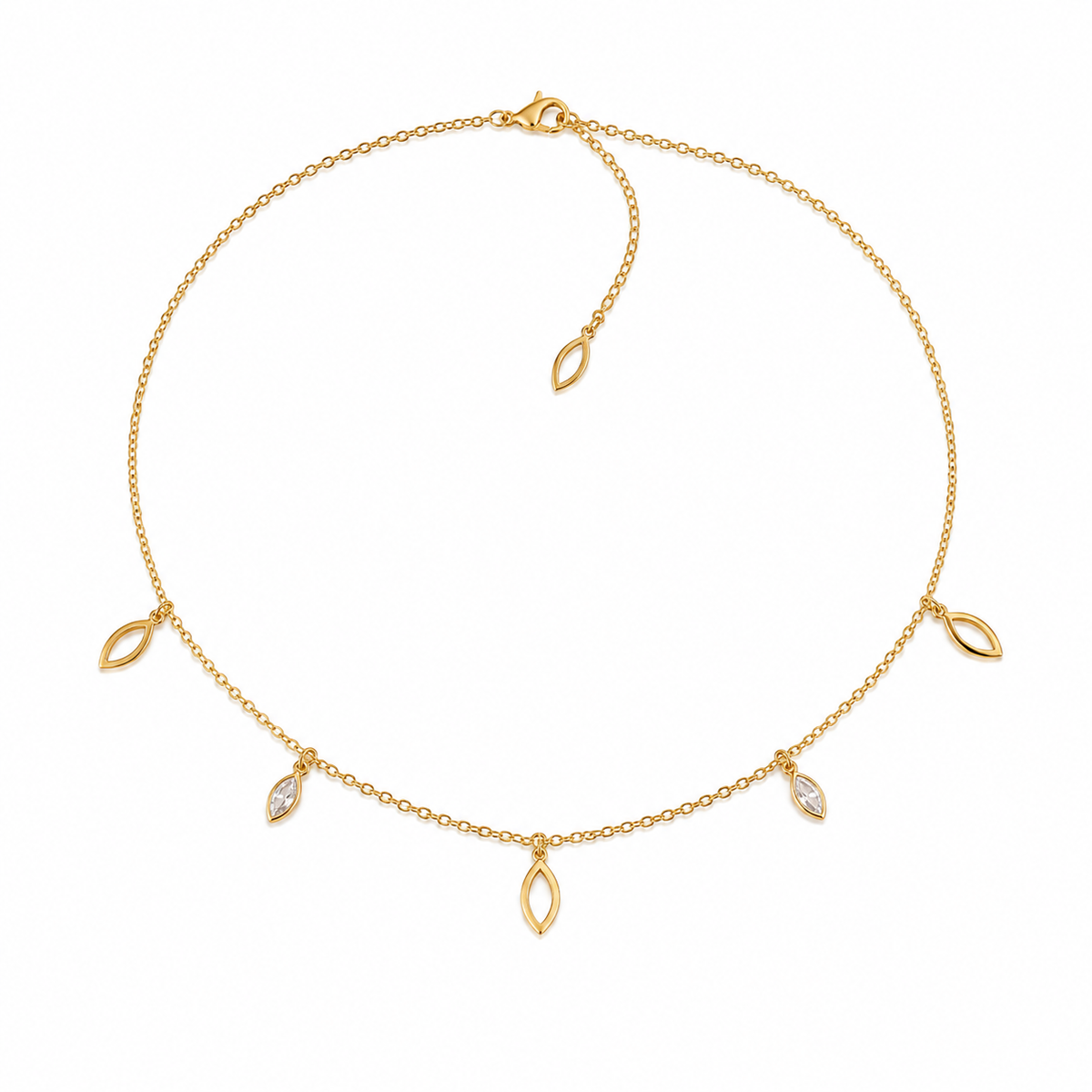Choker Cartier Losango Vazado com Losango Zircônia Ouro 18k