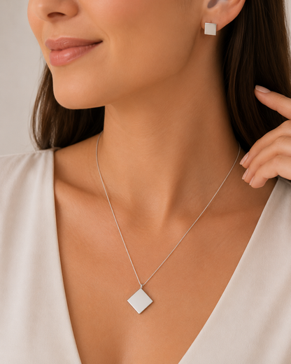 Conjunto Quadrado Liso Prata 925
