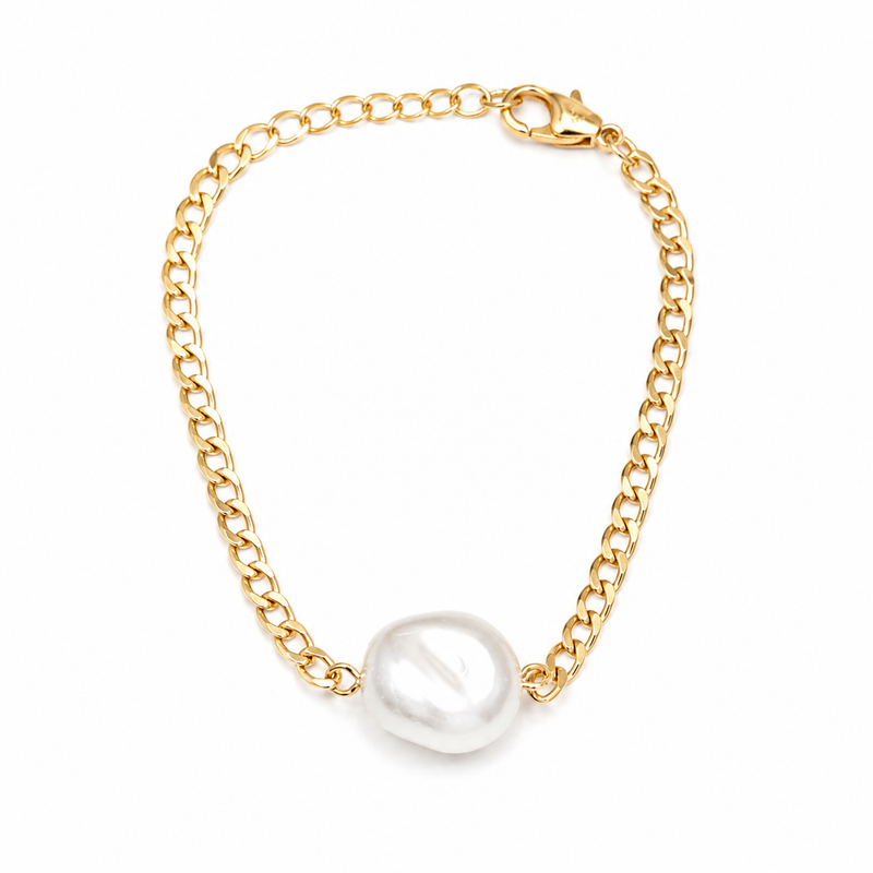 Pulseira Groumet com Pérola Ouro 18k