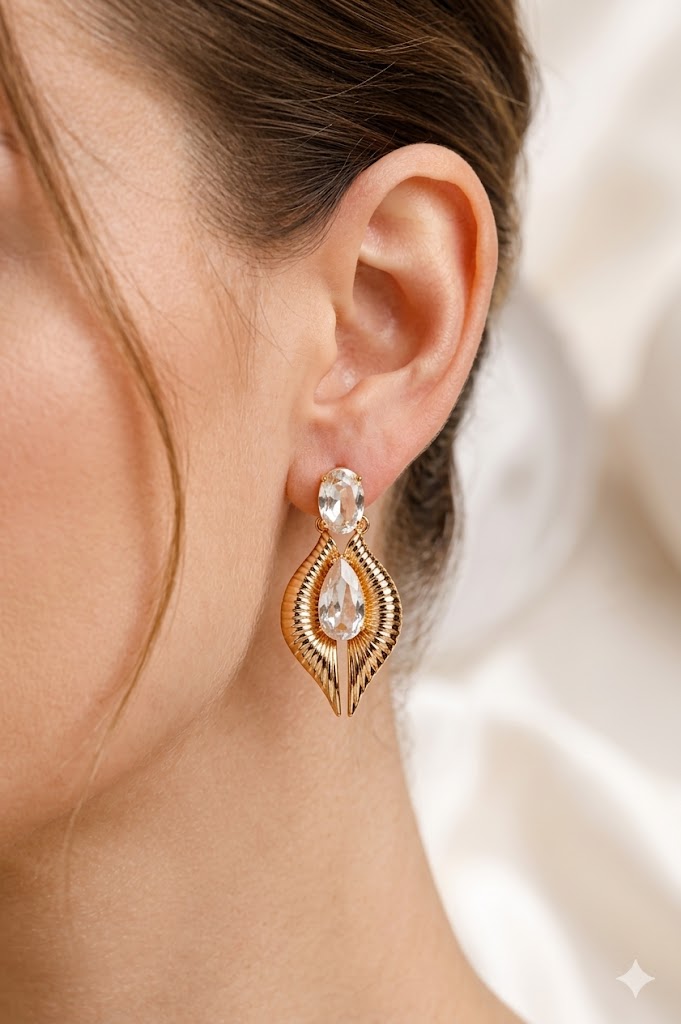 Brinco Aura Imperial Cristal Ouro 18k