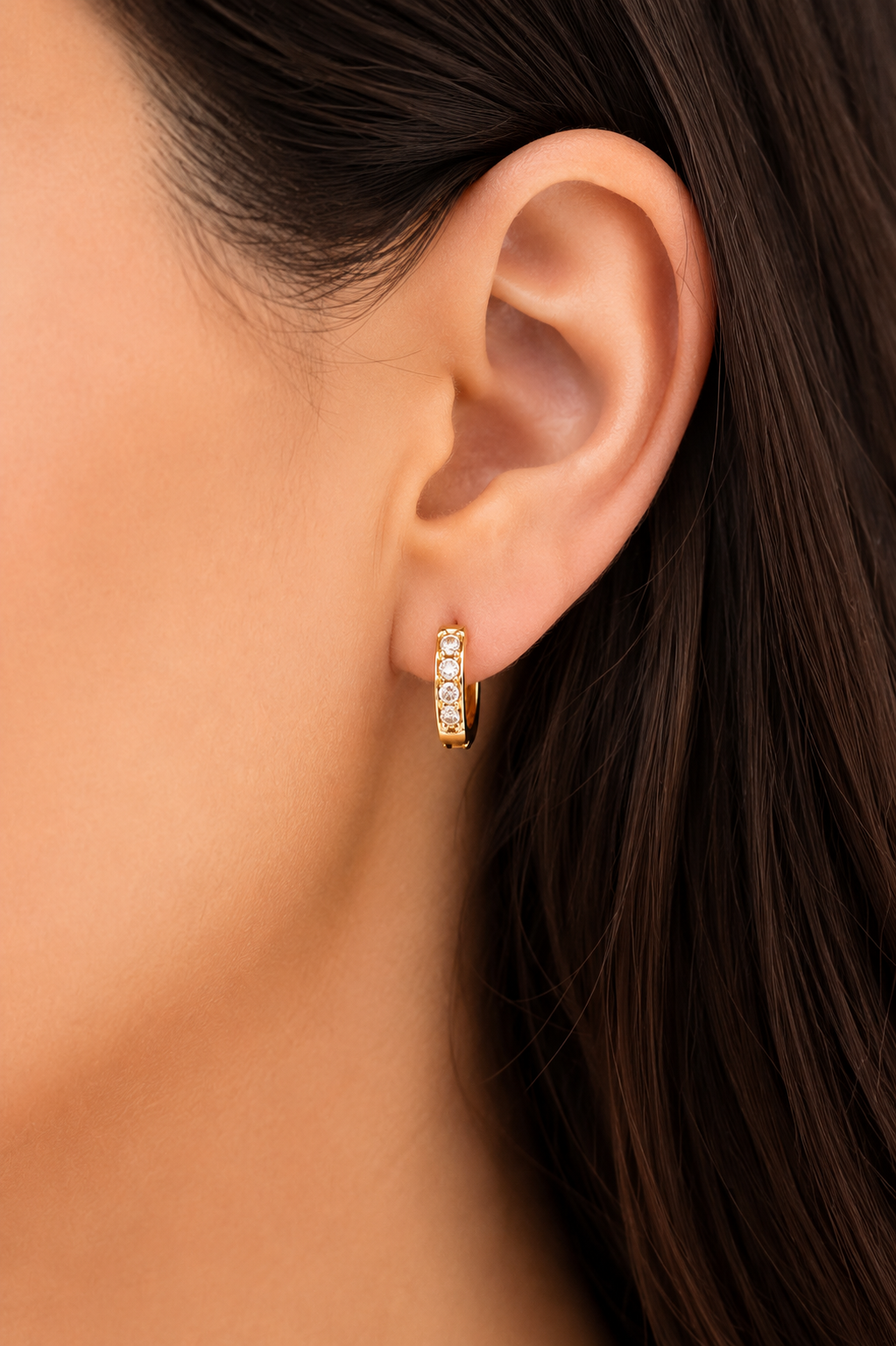 Brinco Argola Lumier Micro Zircônia Ouro 18k