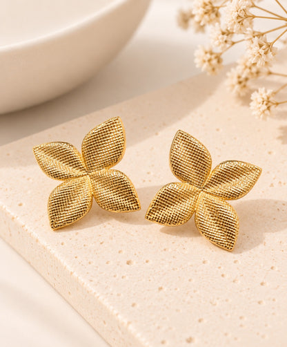 Brinco Orquídea Trabalhada Ouro 18k