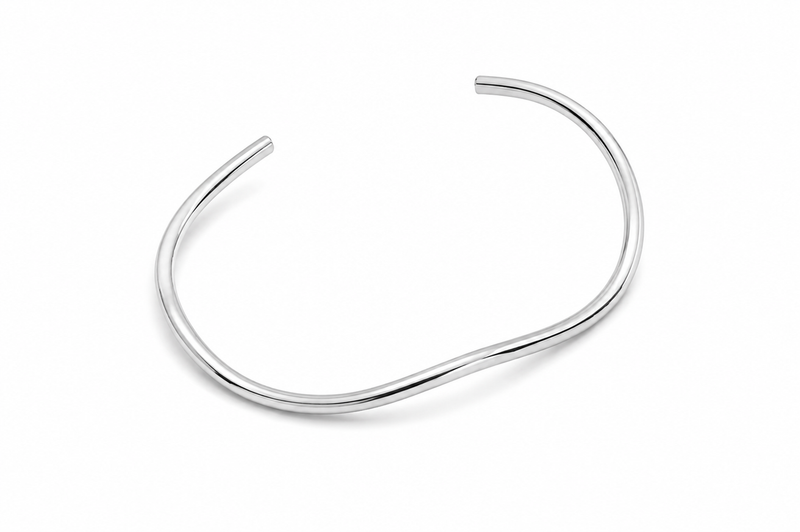 Bracelete 1mm Ondulado Ródio Branco